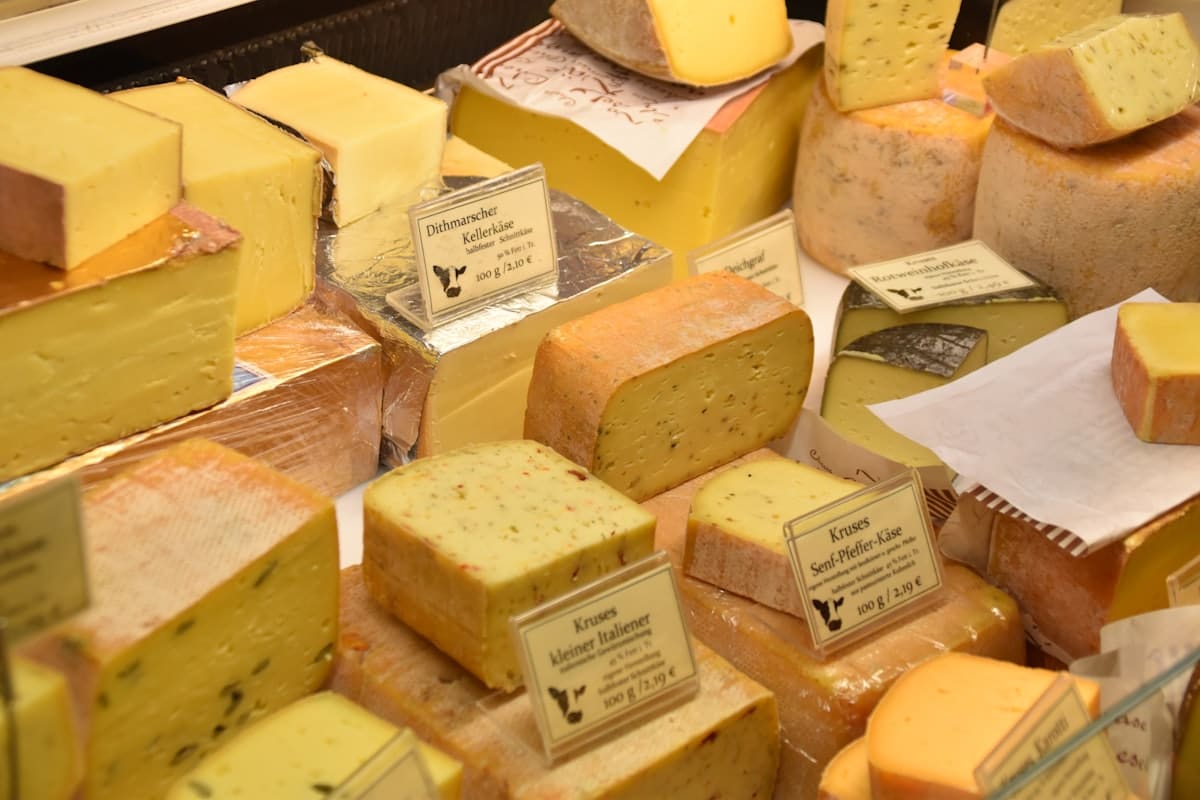 Quesos, leche y productos lácteos sobre una mesa